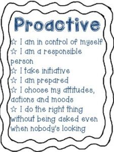 A poster listing the qualities of a proactive person.